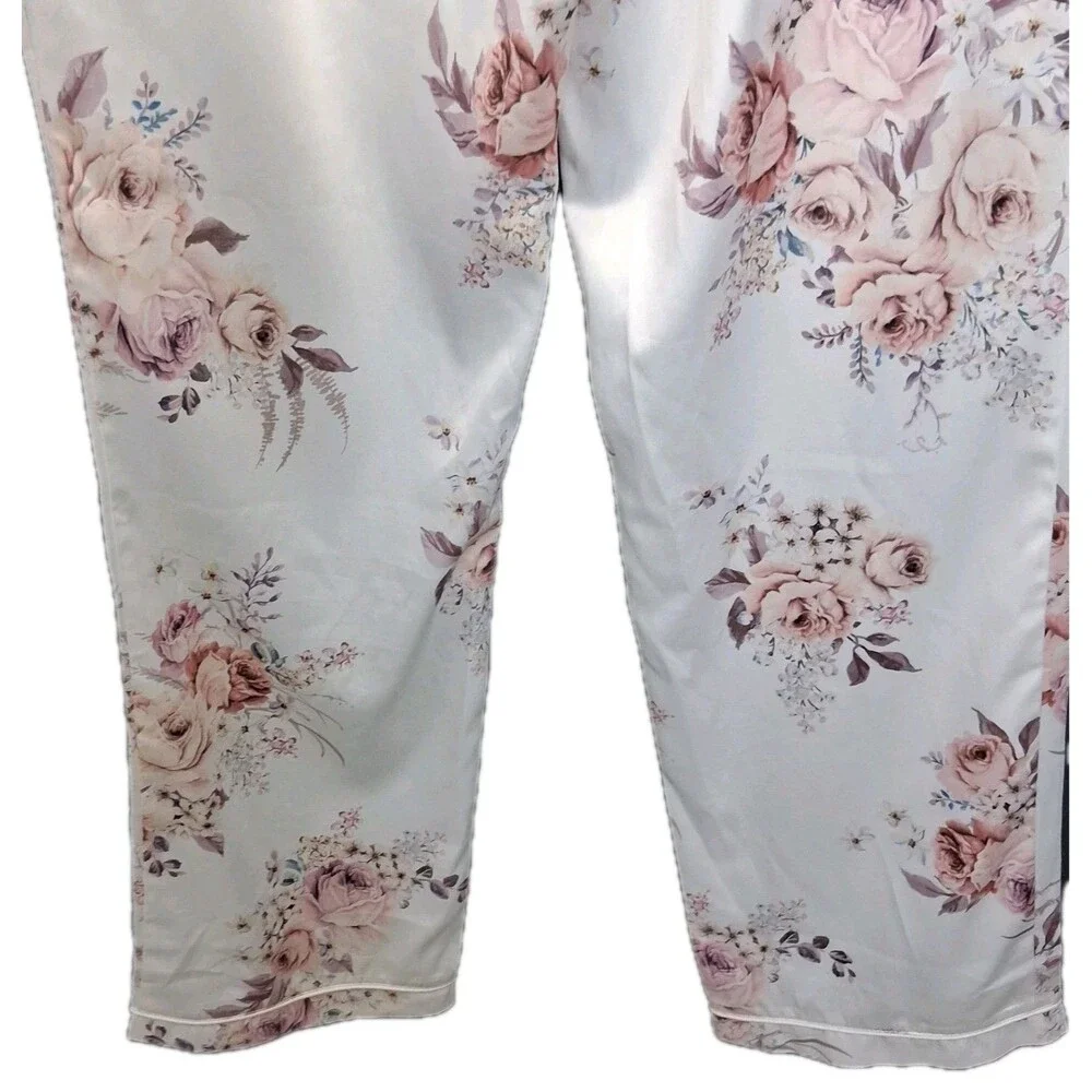 Le Rose Pajama Satin Pants Rose Motif Size XS Cottagecore Feminine